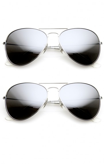 Mirrored Aviators Silver Metal Aviator Sunglasses
