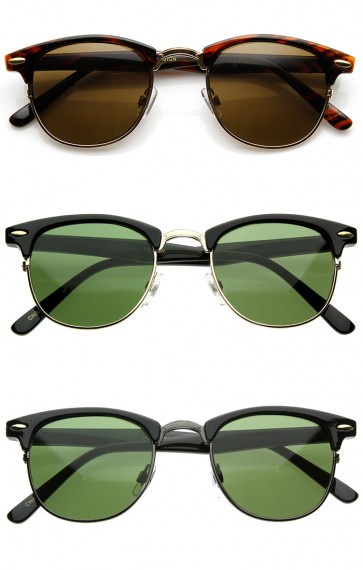 Vintage Half Frame Semi-Rimless Horn Rimmed Style Classic Optical RX Sunglasses