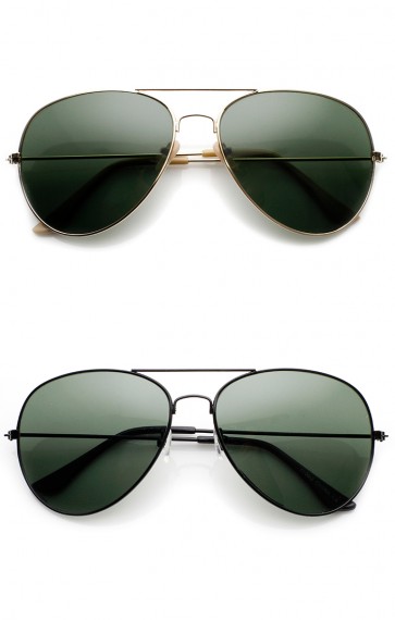 Classic  Metal Teardrop Glass Lens Aviator Sunglasses