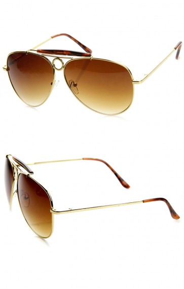 Large Oversized Metal Teardrop Crossbar Aviator Sunglasses
