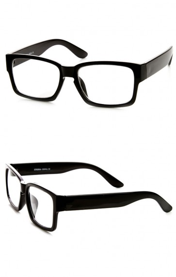 Retro Fashion Bold Thick Modified Rectangular Clear Lens Eyeglasses