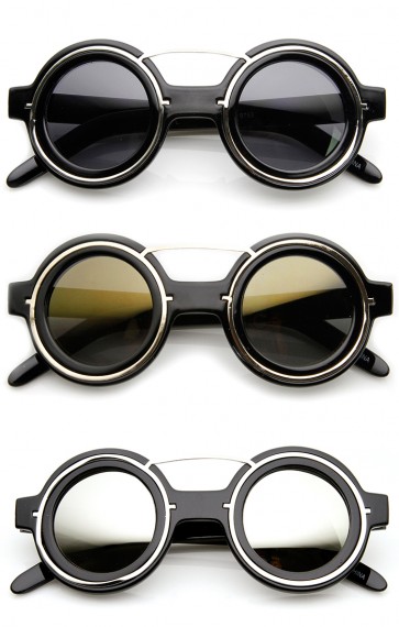 Steampunk Fashion Plastic Metal Circle Round Sunglasses