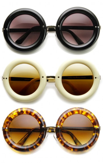 High Fashion Bold Rim Thick Donut Round Oversized Sunglasses
