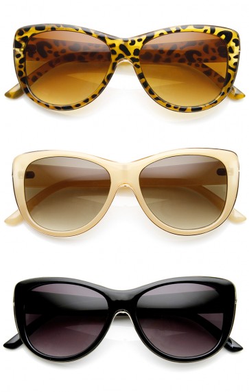 Womens Oversized Metal and Plastic Frame Cateye Sunglasses