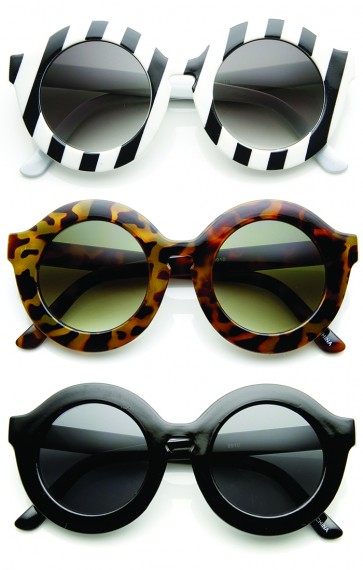 Womens Fashion Oversized Bold Round Sunglasses