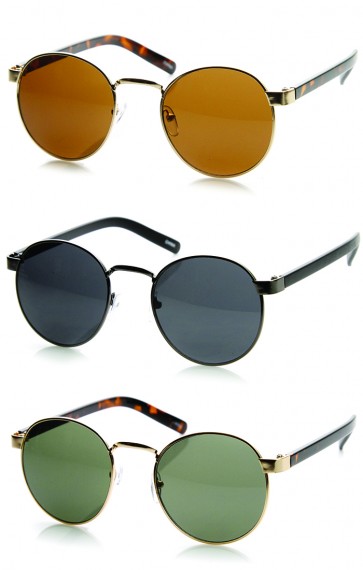 Classic Lennon Style Circular Metal Round Sunglasses