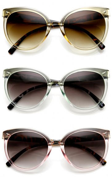 Womens Oversized Butterfly Two-Tone Cat Eye Sunglasses