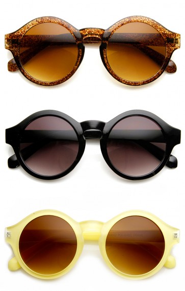 Retro Bold Frame Keyhole Bridge P3 Frame Round Sunglasses