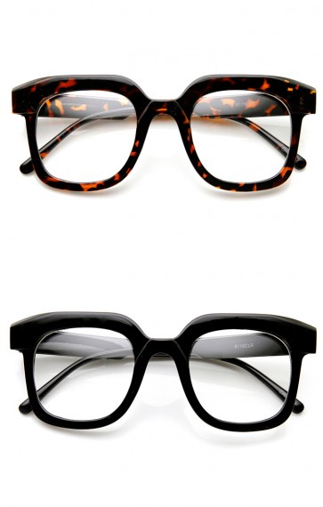Retro Fashion Bold Thick Geek Square Horn Rimmed Glasses