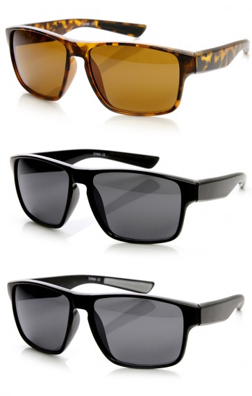 Action Sports Large Wide Temple Keyhole Square Sunglasses
