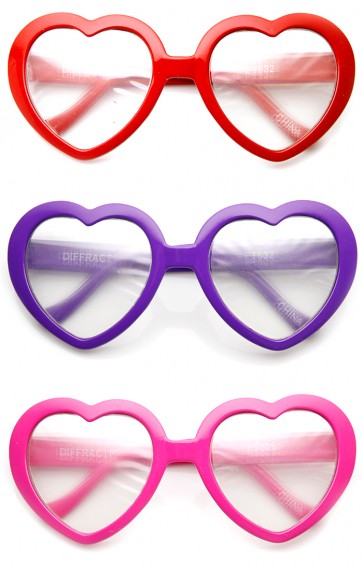 Heart Shaped Diffraction Rainbow Color Party Rave Lens Glasses