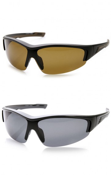 Polarized Shatterproof TR-90 Semi-Rimless Shield Sports Sunglasses
