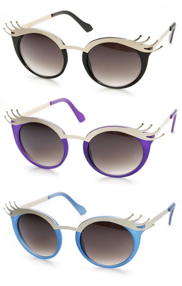 Womens Fashion Cute Eyelash Retro Round Sunglasses