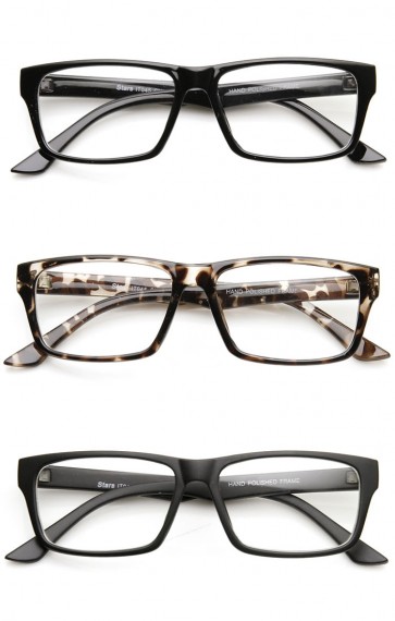 Modern Fashion Basic Mod Rectangular Clear Lens Glasses