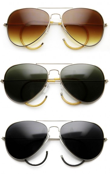 Classic Teardrop Curl Arm Cable Temple Metal Aviator Sunglasses