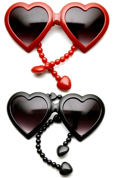 Womens Oversized Beaded Arm Temple Heart Shape Sunglasses
