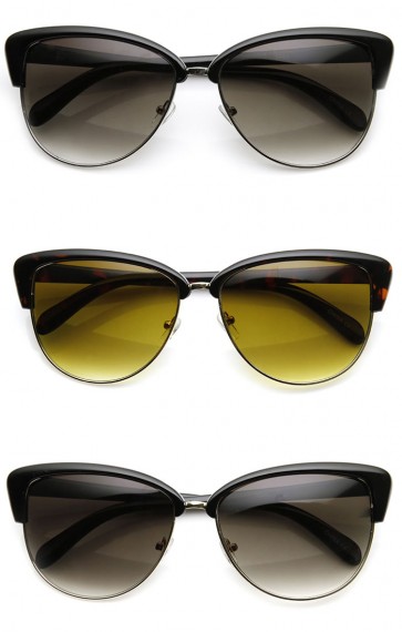 Womens Fashion Half Frame Butterfly Bow Tie Cat Eye Sunglasses