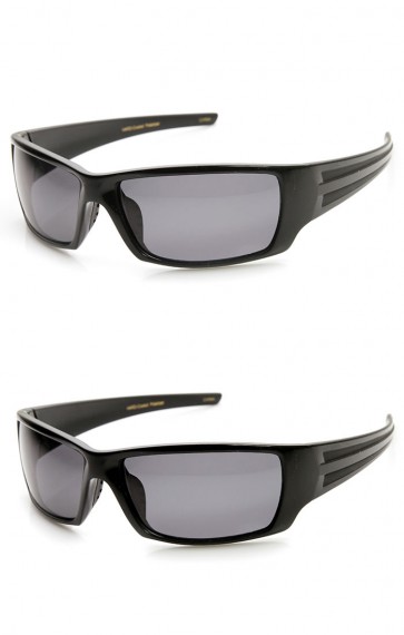 Polarized Sports Action Wraparound Modern Rectangular Sports Sunglasses