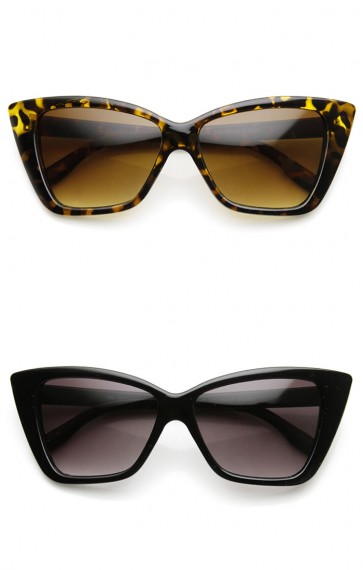Womens Fashion Bold Boxed Frame Mod Cat Eye Sunglasses