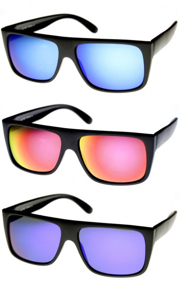 Modern Action Sports Flat Top Flash Color Mirror Lens Sunglasses