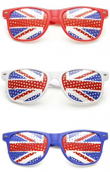 Colorful Horn Rimmed Great Britain UK British Flag Novelty Sunglasses