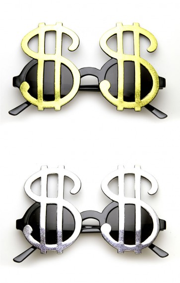 Money Dollar Signs Bling Fun Party Pimp Costume Novelty Glasses