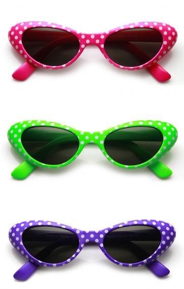 Womens Fun Polka Dot Colorful Party Novelty Cat eye Sunglasses