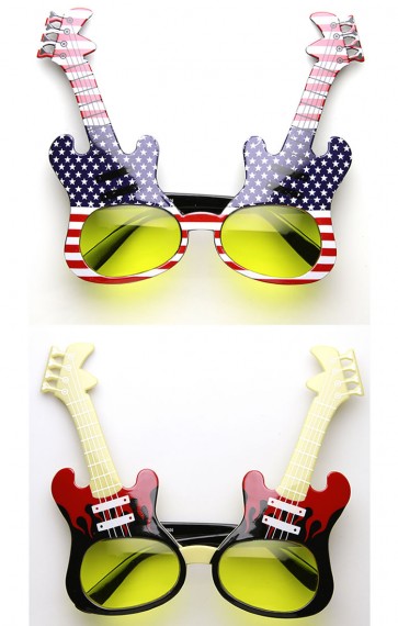 Electric Guitar Shape Rock Star Rock Party Musician Novelty Party Sunglasses