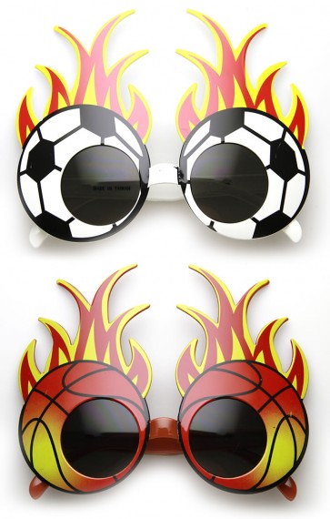 Soccer Ball Basketball Baseball Fire Flame Sports Team Party Novelty Glasses
