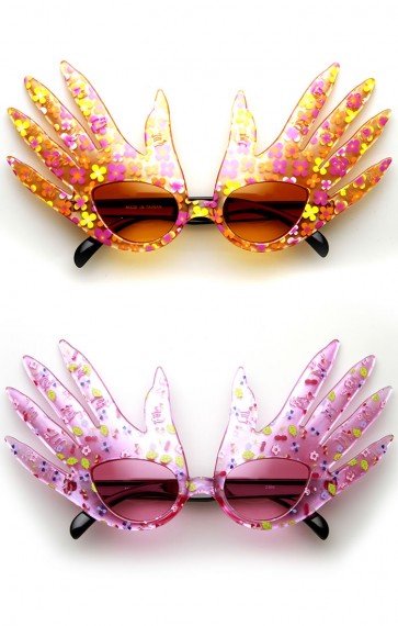 Hand Shape Finger Color Flower Print Costume Party Novelty Sunglasses