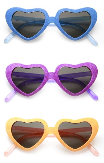 Super Oversized Heart Shape Colorful Glitter Party Novelty Sunglasses