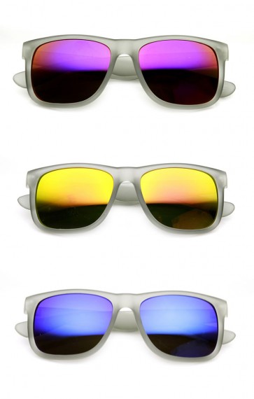 Action Sports Square Color Mirror Flash Lens Active Horn Rimmed Sunglasses