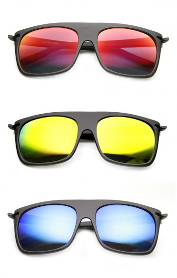 Action Sport Square Color Mirror Flash Lens Skate Flat Top Sunglasses