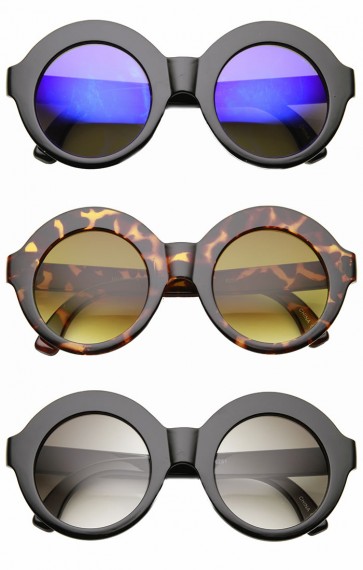 Womens Bold Oversized Glam Boho Fashion Circle Round Sunglasses