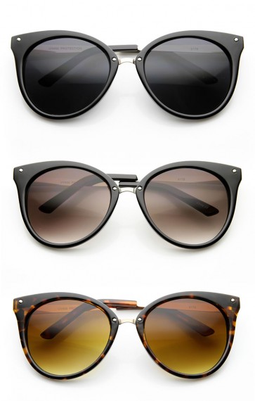 Medium Pointed Horn Rimmed Cat Eye Sunglasses with Studs