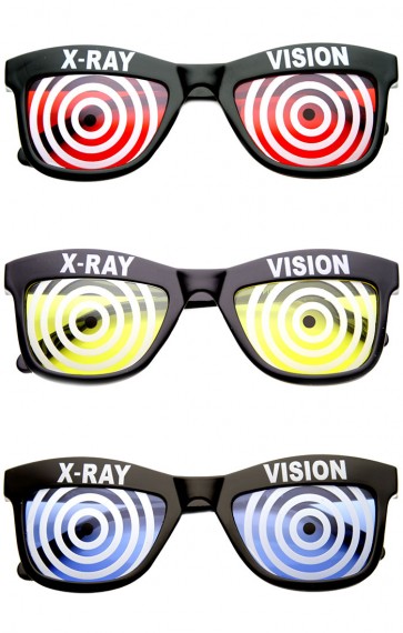 Novelty X Ray Vision Mad Scientist Horned Rim Sunglasses