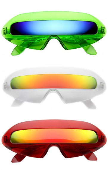 Retro Futuristic Cyclops Color Mirroed Lens Wrap Around Sunglasses
