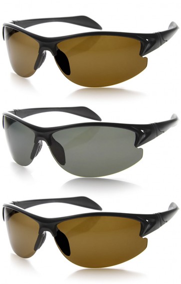 Polarized Lens Lightweight Semi-Rimless Premium Sports Wrap Sunglasses