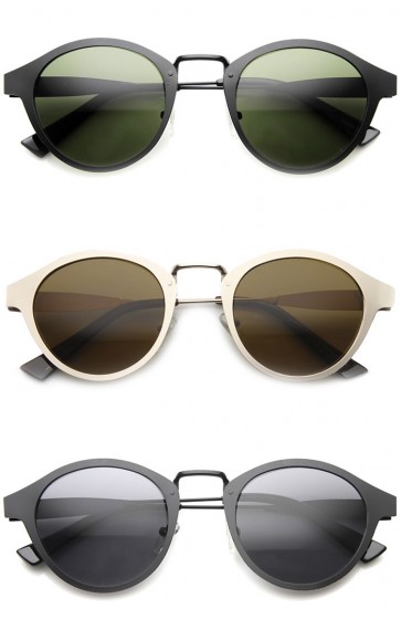 Retro Flat Metal Dapper  P-3 Horned Rim Sunglasses