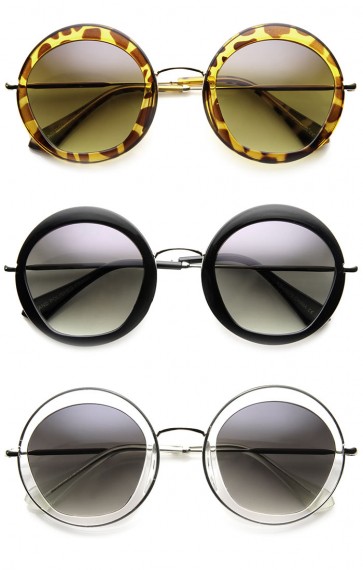 Round Fashion Frame Sunglasses Penta Cut Lens