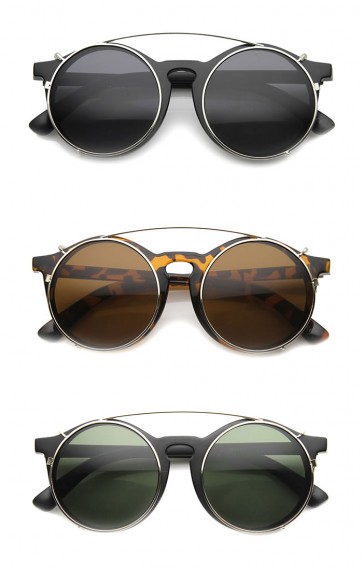 Mens Round Sunglasses With UV400 Protected Composite Lens