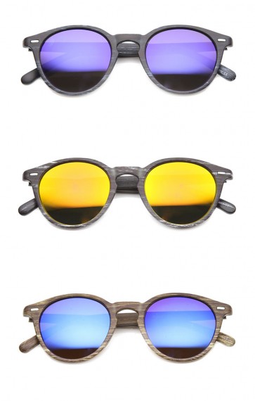 Mens Horn Rimmed Sunglasses With UV400 Protected Mirrored Lens