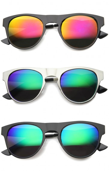 Mens Metal Aviator Sunglasses With UV400 Protected Mirrored Lens