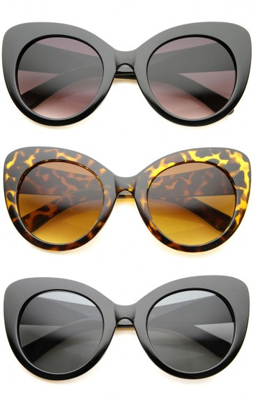 Retro Oversize Mod Chunky Frame Cat Eye Sunglasses 55mm