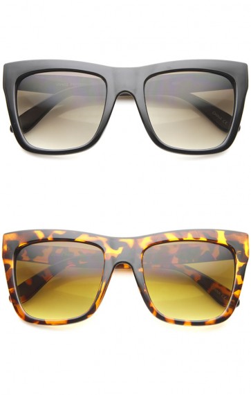 Bold Flat Top Tinted Lens Oversize Square Sunglasses 54mm