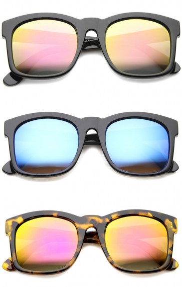 Mod Fashion Oversized Bold Frame Flash Mirror Horn Rimmed Sunglasses 61mm