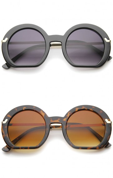 Women's High Fashion Flat Bottom Oversize Round Sunglasses 50mm