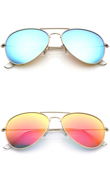 Premium Nickel Plated Frame Multi-Coated Mirror Lens Aviator Sunglasses 59mm
