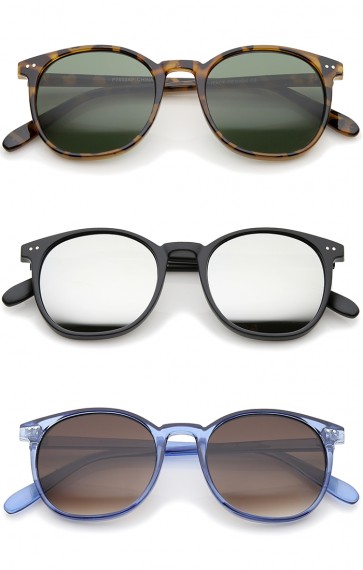 Classic Slim P3 Shape Frame Round Lens Horn Rimmed Sunglasses 50mm