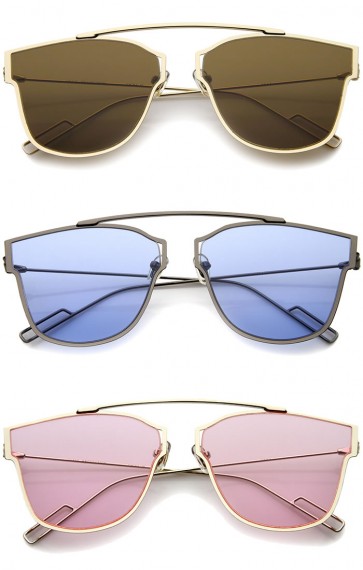 Modern Fashion Ultra Thin Open Metal Minimalist Pantos Aviator Sunglasses 55mm